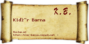 Klár Barna névjegykártya
