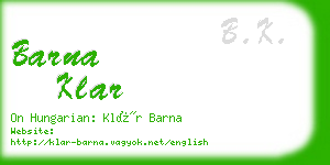 barna klar business card